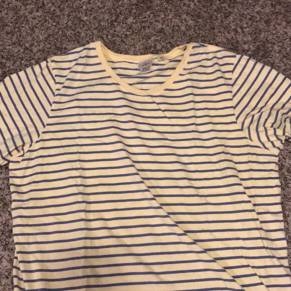 Blue and yellow striped LLBean tee Size M